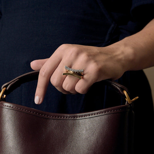 Bague 56 Bague moderniste en or deux tons et diamants 58 Facettes DV22972-7-56-3