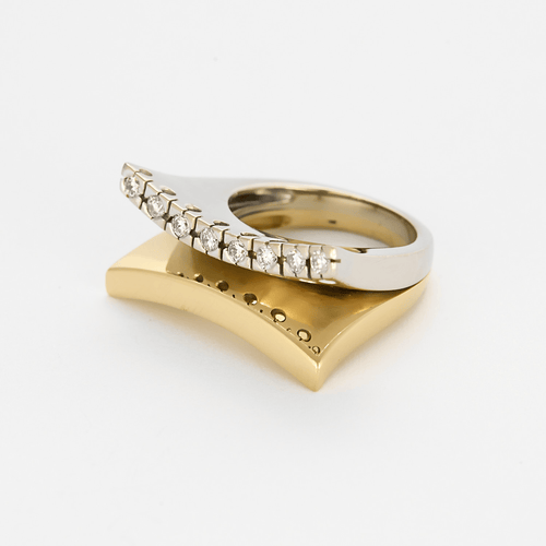 Bague 56 Bague moderniste en or deux tons et diamants 58 Facettes DV22972-7-56-3