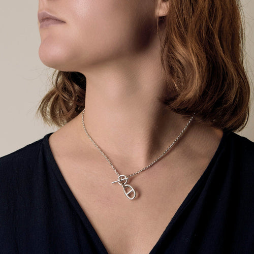 Collier HERMES - Chaine d'ancre -  Collier pendentif en argent 58 Facettes DV23579-1