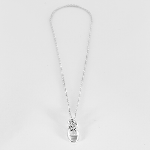 Collier HERMES - Chaine d'ancre -  Collier pendentif en argent 58 Facettes DV23579-1