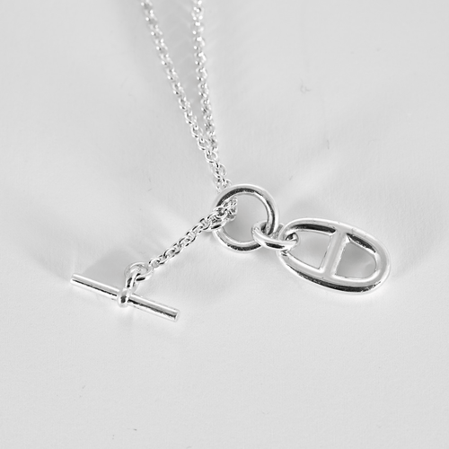 Collier HERMES - Chaine d'ancre -  Collier pendentif en argent 58 Facettes DV23579-1