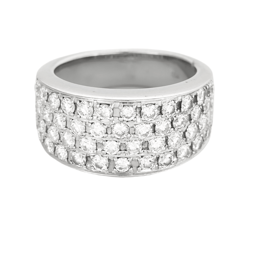 Bague 53 Bague bandeau en or gris et pavage diamants 58 Facettes DV24448-6-53-2