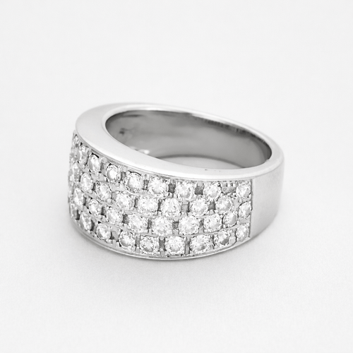 Bague 53 Bague bandeau en or gris et pavage diamants 58 Facettes DV24448-6-53-2
