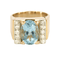 Bague 54 Bague Tank en or rose et or gris, diamants et aigue marine 58 Facettes DV5238-2