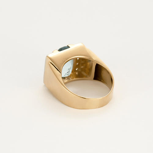 Bague 54 Bague Tank en or rose et or gris, diamants et aigue marine 58 Facettes DV5238-2