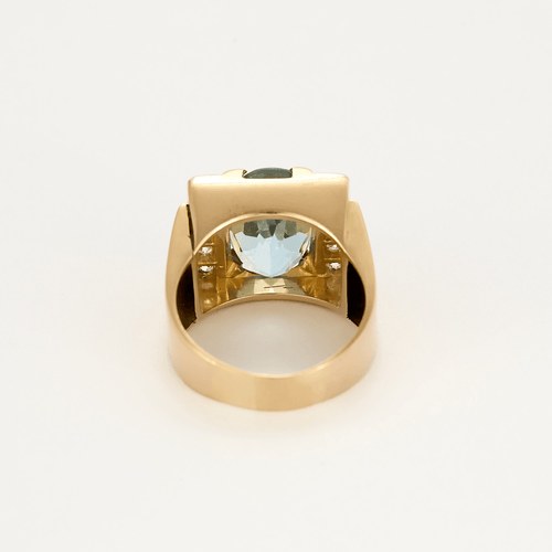 Bague 54 Bague Tank en or rose et or gris, diamants et aigue marine 58 Facettes DV5238-2