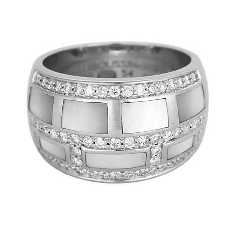 Bague 54 MAUBOUSSIN - La vertu - Bague en or gris, nacre blanche et diamants 58 Facettes DV23962-7