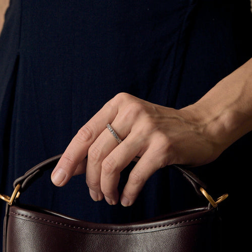 Bague 57 Alliance en or gris et diamants 58 Facettes DV1834-10