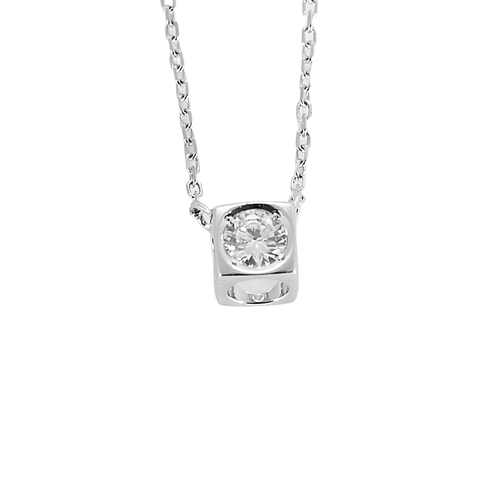 DINH VAN - Le Cube  - Collier en or gris et diamant - Moyen Modèle