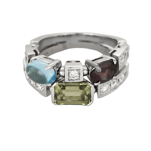 Bague BULGARI - Allegra - Moyen Modèle Bague semi-articulée en or jaune, diamants et pierres de couleurs 58 Facettes DV13174-4