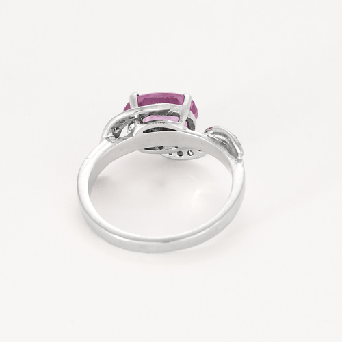 Bague Bague en or gris saphir rose et diamants 58 Facettes