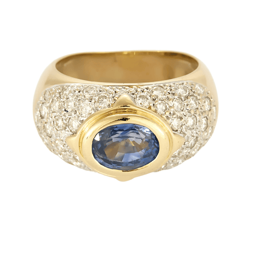 Bague 56 Bague Jonc en or jaune, or gris, saphir et diamants 58 Facettes DV24448-1-56-3