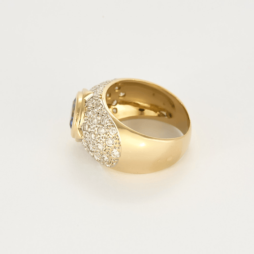 Bague 56 Bague Jonc en or jaune, or gris, saphir et diamants 58 Facettes DV24448-1-56-3