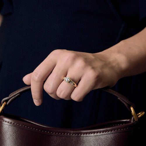 Bague 51 Bague solitaire en or jaune et diamants 58 Facettes DV25249-2-51-2