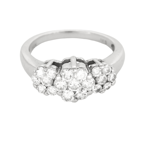 Bague 50 Bague "Fleurs" en or gris 14K et diamants 58 Facettes DV24448-4-50-2