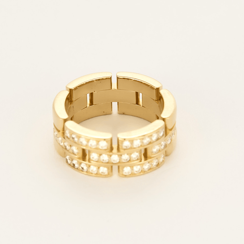 Bague 52 Cartier - Maillon Panthère - Bague trois rangs, semi-pavée or jaune et diamants 58 Facettes DV25466-1-52-1