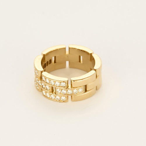 Bague 52 Cartier - Maillon Panthère - Bague trois rangs, semi-pavée or jaune et diamants 58 Facettes DV25466-1-52-1