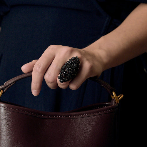 Bague 51 Repossi -  "Nérée" - Bague en or noirci et diamants noirs 58 Facettes DV23832-3