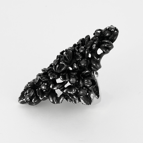 Bague 51 Repossi -  "Nérée" - Bague en or noirci et diamants noirs 58 Facettes DV23832-3