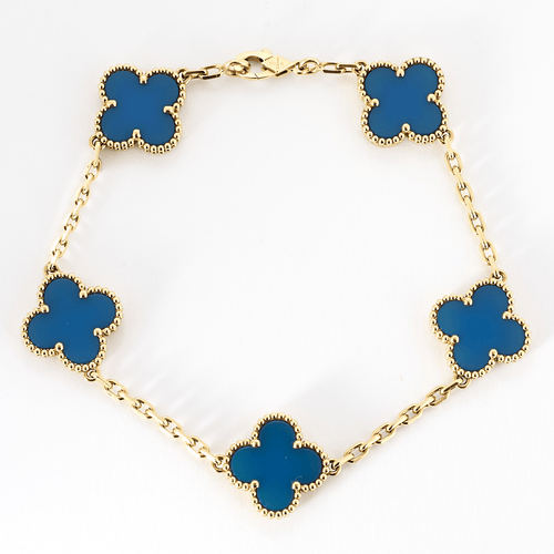 Bracelet Van Cleef & Arpels - Vintage Alhambra - Bracelet en or jaune et agate bleue 58 Facettes DV8241-4