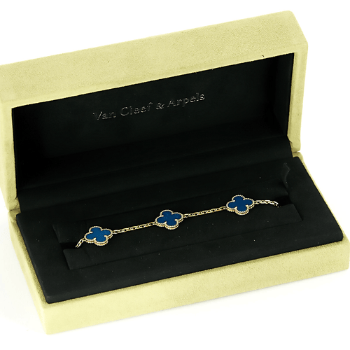 Bracelet Van Cleef & Arpels - Vintage Alhambra - Bracelet en or jaune et agate bleue 58 Facettes DV8241-4