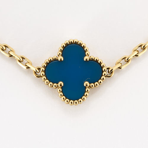 Bracelet Van Cleef & Arpels - Vintage Alhambra - Bracelet en or jaune et agate bleue 58 Facettes DV8241-4