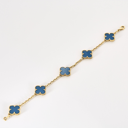 Bracelet Van Cleef & Arpels - Vintage Alhambra - Bracelet en or jaune et agate bleue 58 Facettes DV8241-4