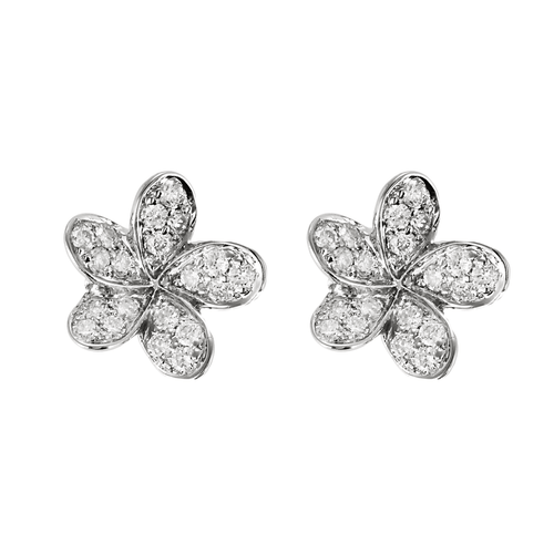 Boucles d'oreilles Boucles d'oreilles fleurs en or blanc et diamants 58 Facettes DV12539-4