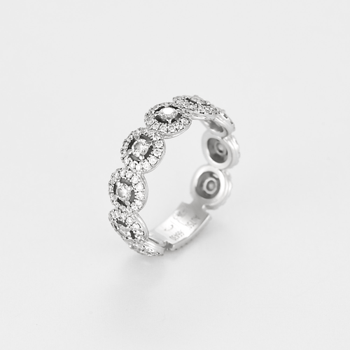 Bague 49 Messika - Joy - Alliance en or gris et diamants 58 Facettes DDV13879-5