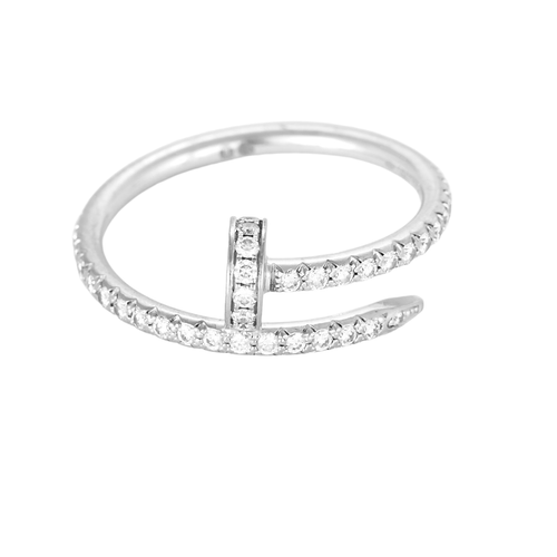 Bague 51 CARTIER - Juste un Clou- Petit Modèle semi pavé - Bague en or gris et diamants 58 Facettes DV8241-5-51-2