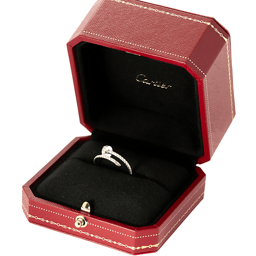 Bague 51 CARTIER - Juste un Clou- Petit Modèle semi pavé - Bague en or gris et diamants 58 Facettes DV8241-5-51-2
