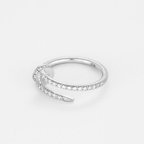 Bague 51 CARTIER - Juste un Clou- Petit Modèle semi pavé - Bague en or gris et diamants 58 Facettes DV8241-5-51-2