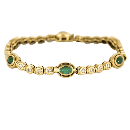 Bracelet en or jaune, diamants et émeraudes 58 Facettes DV22637-3