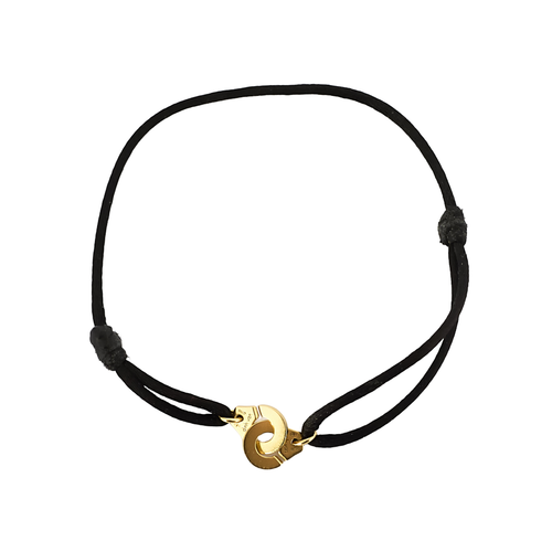 DINH VAN - Serrure - Bracelet Menotte R8 en or jaune. Cordon noir.