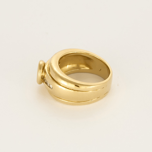 Bague 50 Bague jonc godronnée en or jaune et diamants 58 Facettes DV21752-5-50-1