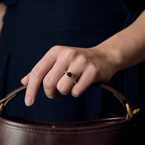 Bague en or jaune saphir et diamants