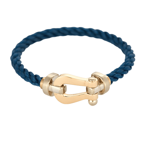 Bracelet FRED - Force 10- Grand Modèle - Bracelet câble en nylon tressé et manille en or gris et or rose 58 Facettes DV0997-6