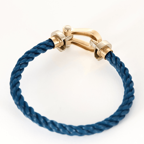 Bracelet FRED - Force 10- Grand Modèle - Bracelet câble en nylon tressé et manille en or gris et or rose 58 Facettes DV0997-6