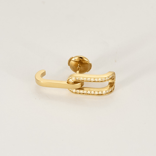 Boucles d'oreilles DINH VAN - Mono-boucle d’oreille Maillon en or jaune diamants 58 Facettes DV25288-3