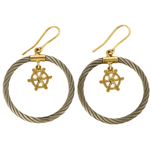 Boucles d'oreilles FRED - FORCE 10 Vintage - Paire de boucles d'oreilles en acier et or jaune 58 Facettes DV26267-5