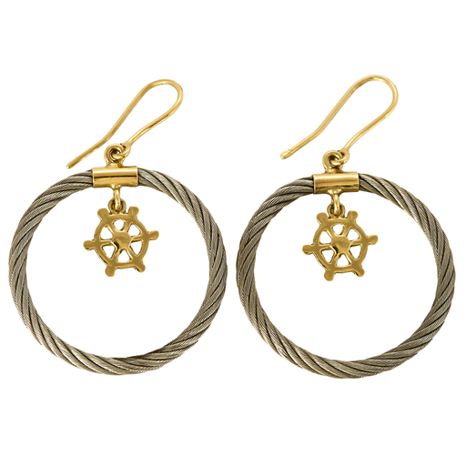 FRED - FORCE 10 Vintage - Paire de boucles d'oreilles en acier et or jaune