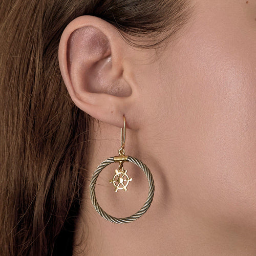 Boucles d'oreilles FRED - FORCE 10 Vintage - Paire de boucles d'oreilles en acier et or jaune 58 Facettes DV26267-5