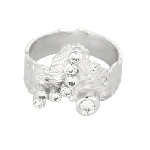 Bague 54.5 Laurent Tschiegg - Bague moderniste en or blanc et diamants 58 Facettes DV23512-2