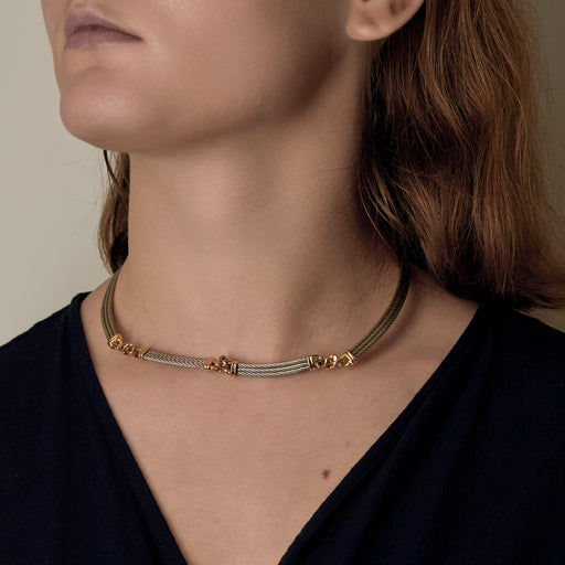FRED - FORCE 10 Vintage - Collier en acier et or jaune