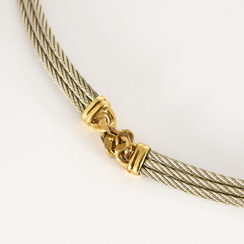 FRED - FORCE 10 Vintage - Collier en acier et or jaune