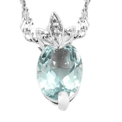 Collier Collier or blanc et pendentif topaze et diamants 58 Facettes DV22425-1