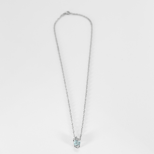 Collier Collier or blanc et pendentif topaze et diamants 58 Facettes DV22425-1