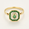 Bague en or jaune, diamants et émeraudes
