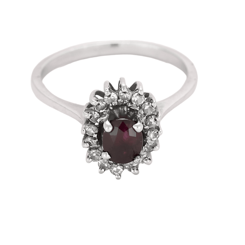Bague 58,5 Bague marguerite en or blanc, diamants et rubis 58 Facettes DV25961-5-585-5