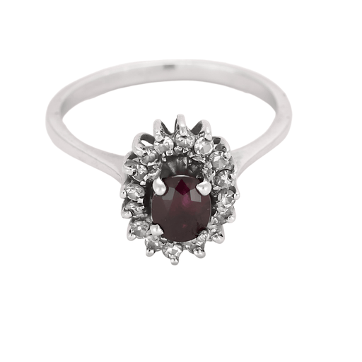 Bague 58,5 Bague marguerite en or blanc, diamants et rubis 58 Facettes DV25961-5-585-5